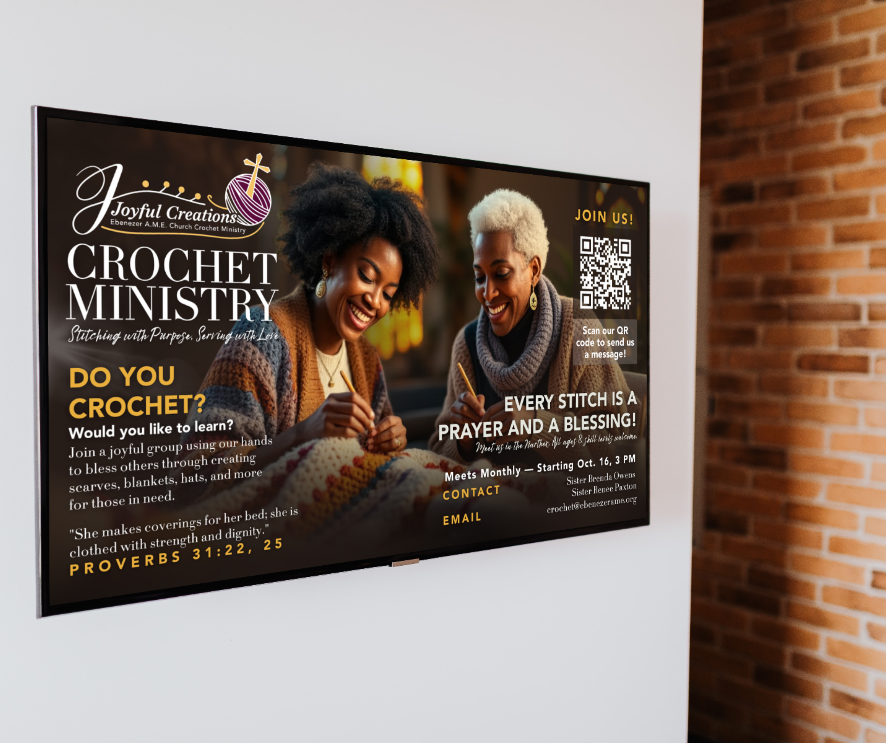 Joyful Creation Ebenezer AME Church Crochet Ministry TV slide